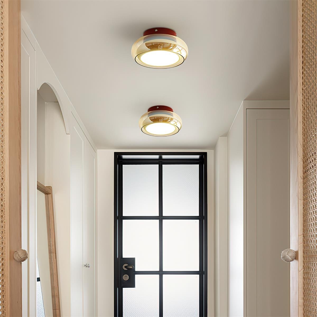 June Retro Glass Flush Mount Ceiling Light Close Up