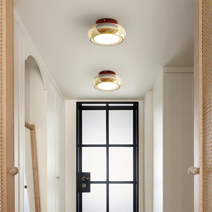 June Retro Glass Flush Mount Ceiling Light Close Up