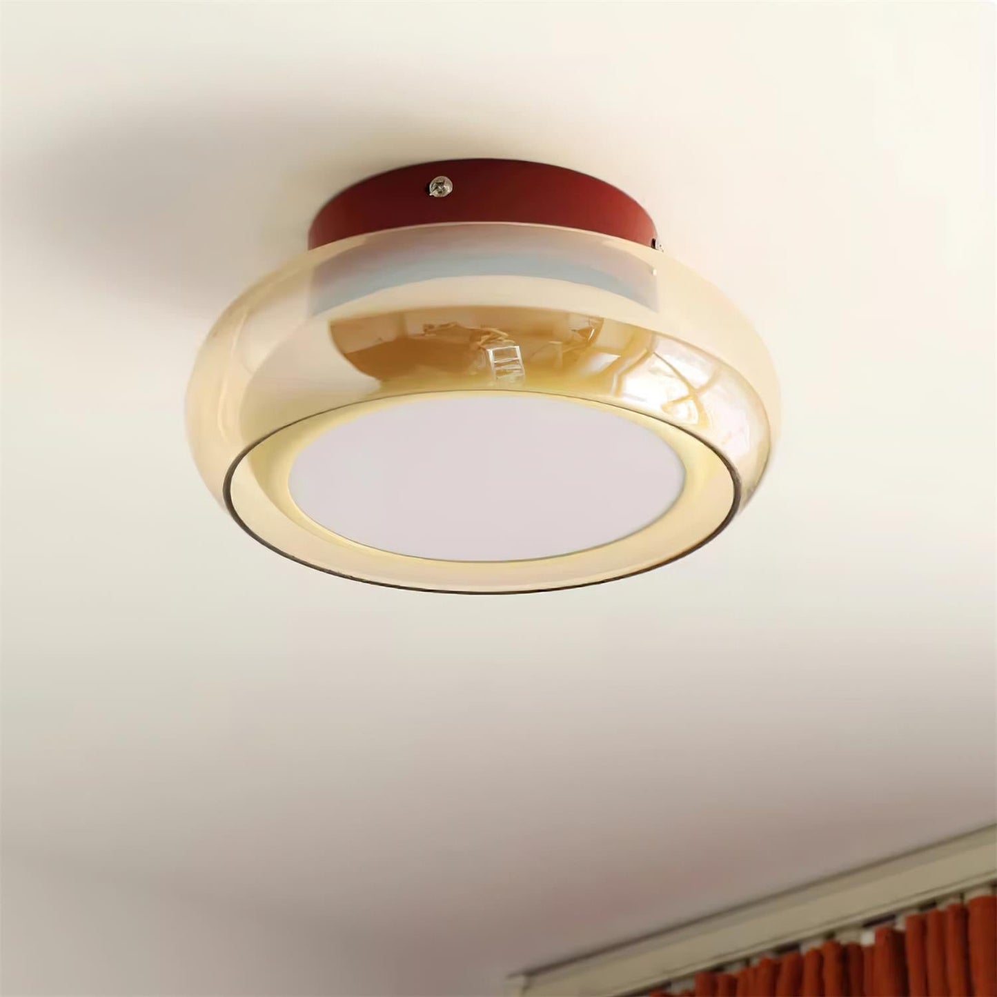 June Retro Glass Flush Mount Ceiling Light Full