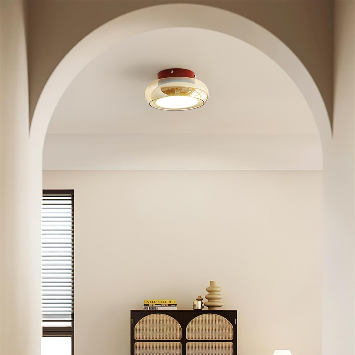 June Retro Glass Flush Mount Ceiling Light Side