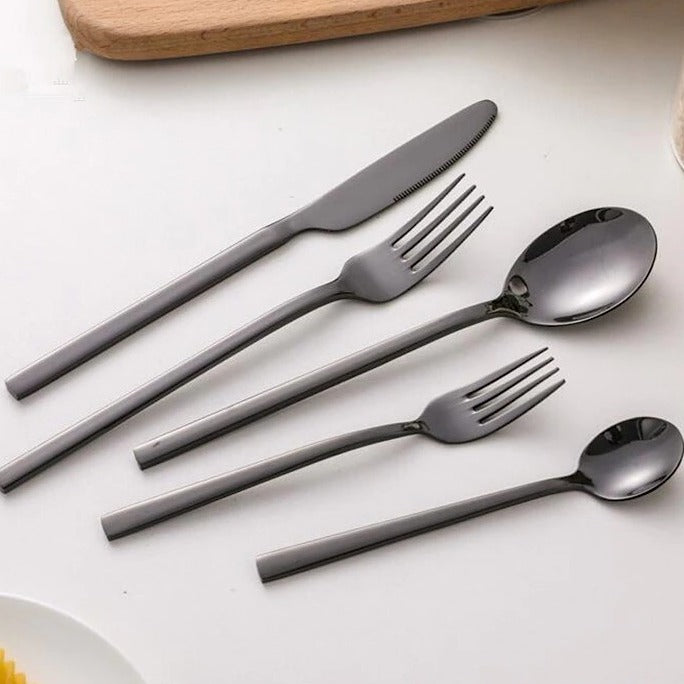 Stainless Steel Cutlery 30 Piece Set | Modern Dinnerware Utensils