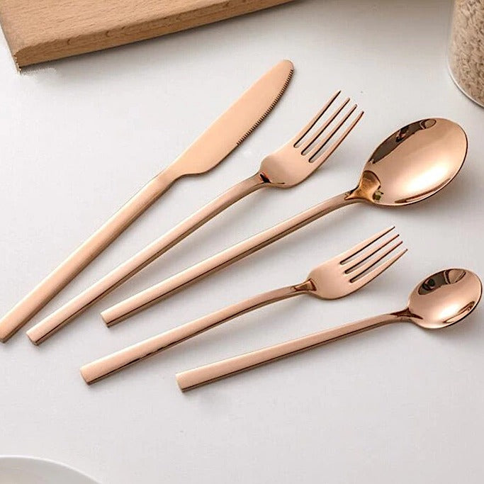 Stainless Steel Cutlery 30 Piece Set | Modern Dinnerware Utensils