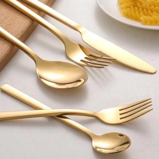 Stainless Steel Cutlery 30 Piece Set | Modern Dinnerware Utensils