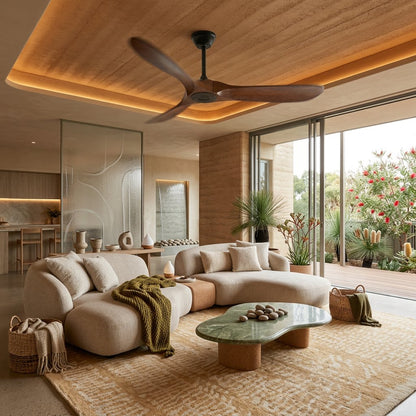 Leno Modern Walnut Wood Ceiling Fan with Remote Alternate