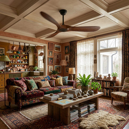 Leno Modern Walnut Wood Ceiling Fan with Remote Angle
