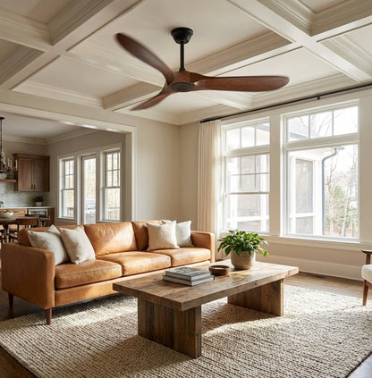 Leno Modern Walnut Wood Ceiling Fan with Remote Hero