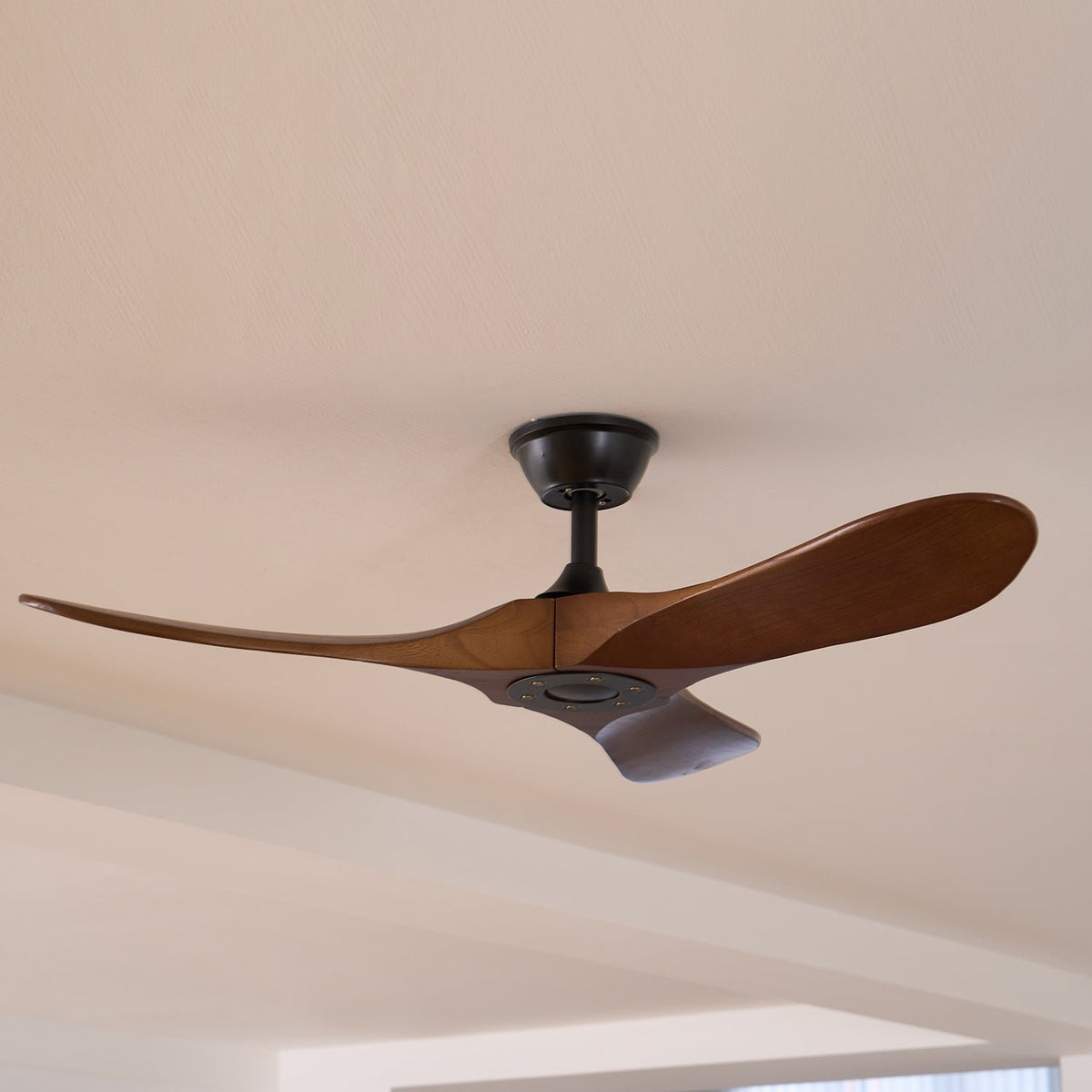 Leno Modern Walnut Wood Ceiling Fan with Remote Side