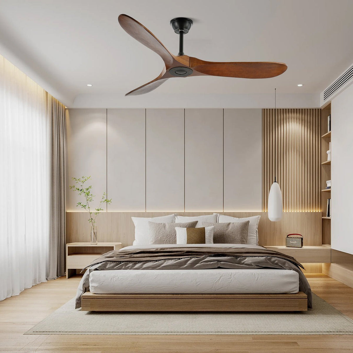 Leno Modern Walnut Wood Ceiling Fan with Remote View 23