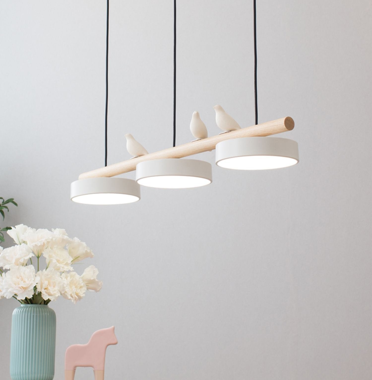 Metal Pendant Light Perched Birds LED Front