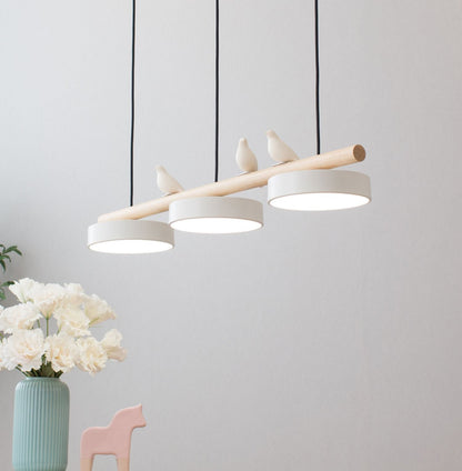 Metal Pendant Light Perched Birds LED Front