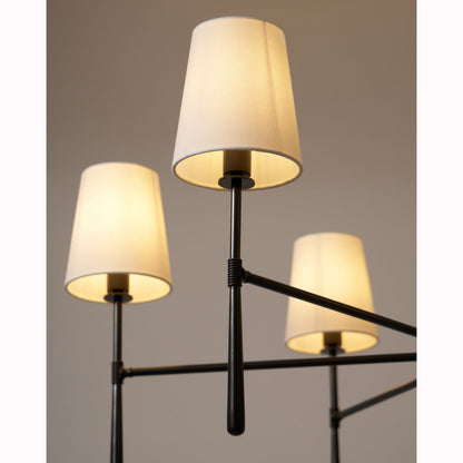 Mid Century Chandelier Linen Shade Splayed Arms View 21