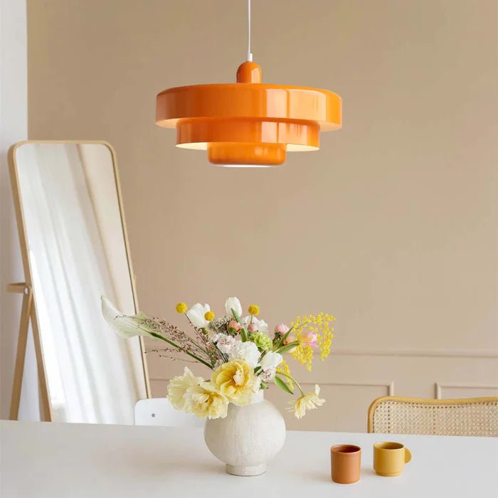 Mid-century Single Head Bauhaus Iron Pendant Lamp Close Up