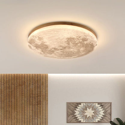 Minimalist Acrylic LED Flush Mount Ceiling Light Moon Round Back