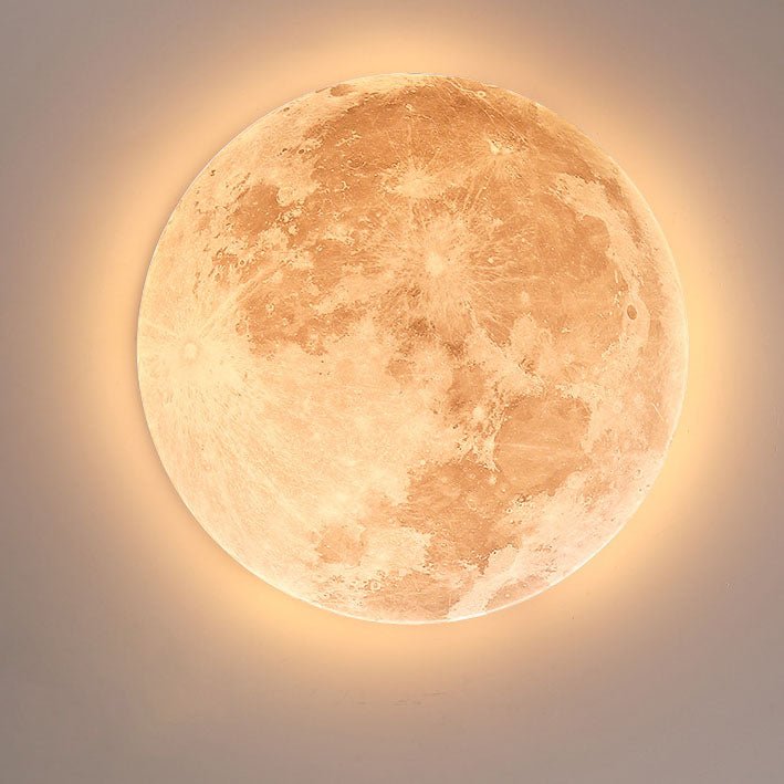 Minimalist Acrylic LED Flush Mount Ceiling Light Moon Round Close Up