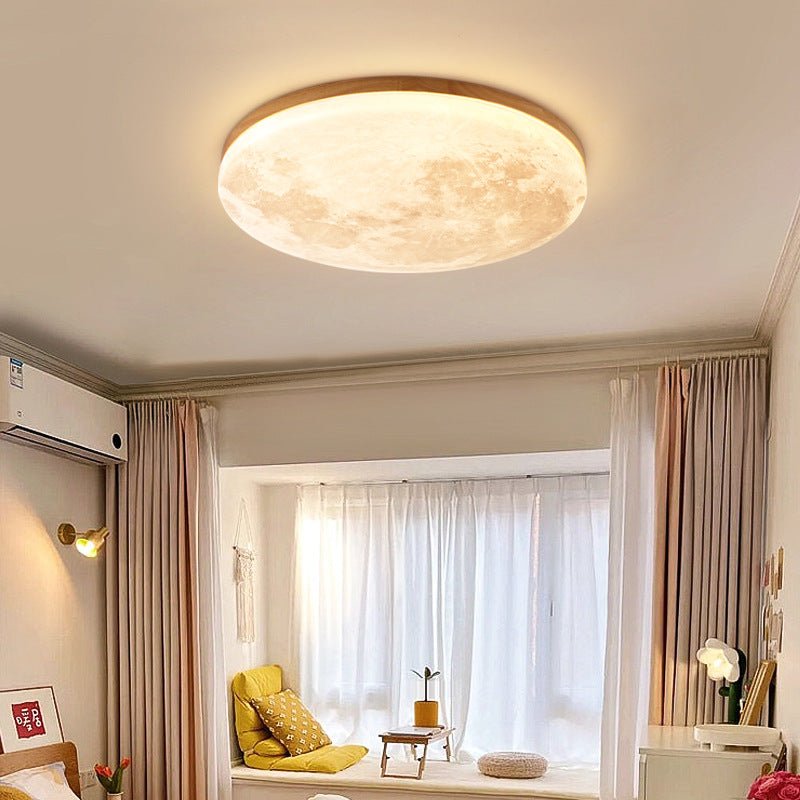 Minimalist Acrylic LED Flush Mount Ceiling Light Moon Round Detail