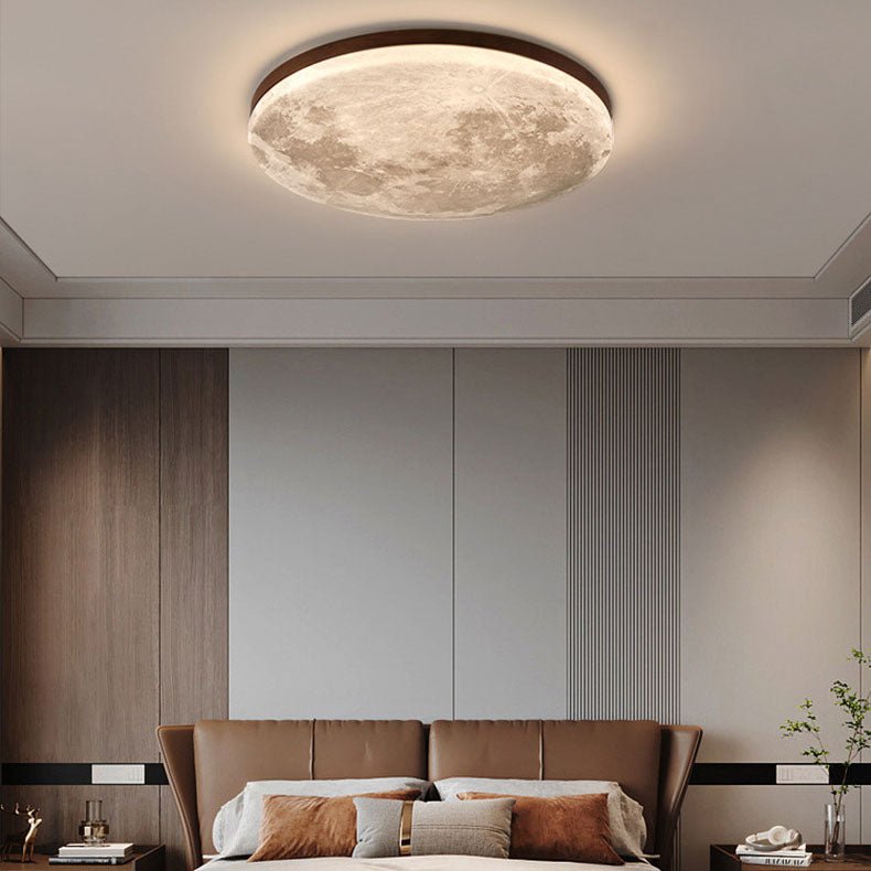 Minimalist Acrylic LED Flush Mount Ceiling Light Moon Round Front