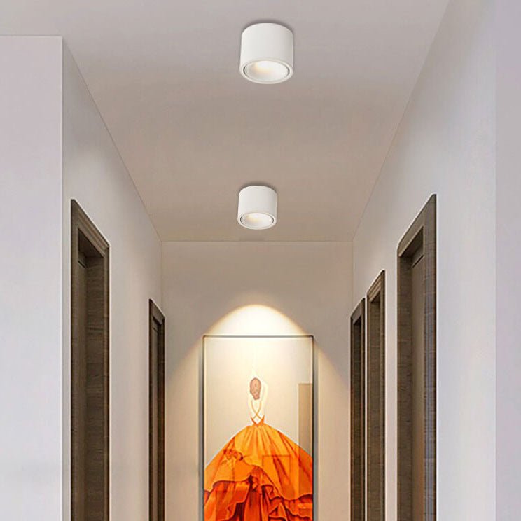 Minimalist Aluminum Adjustable LED Spotlight Flush Mount Ceiling Light Close Up
