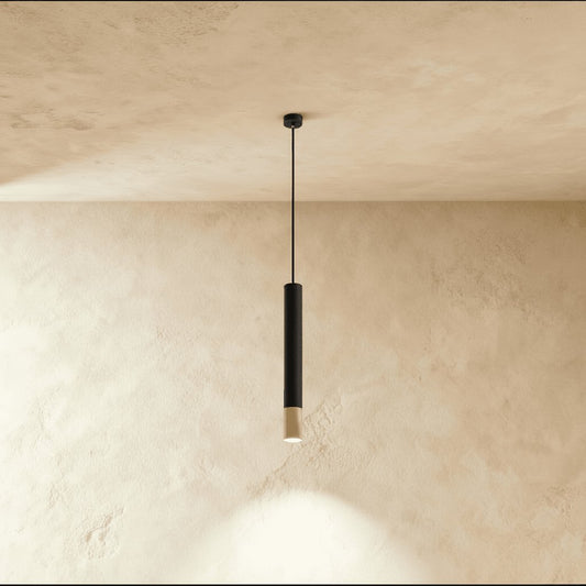 Minimalist Aluminum Pendant Light Gold Band Cylinder Hero