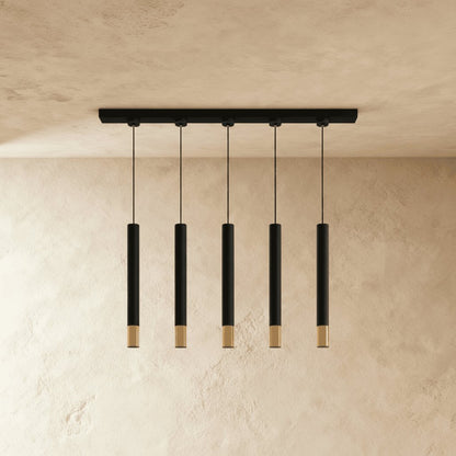 Minimalist Aluminum Pendant Light Gold Band Cylinder Side