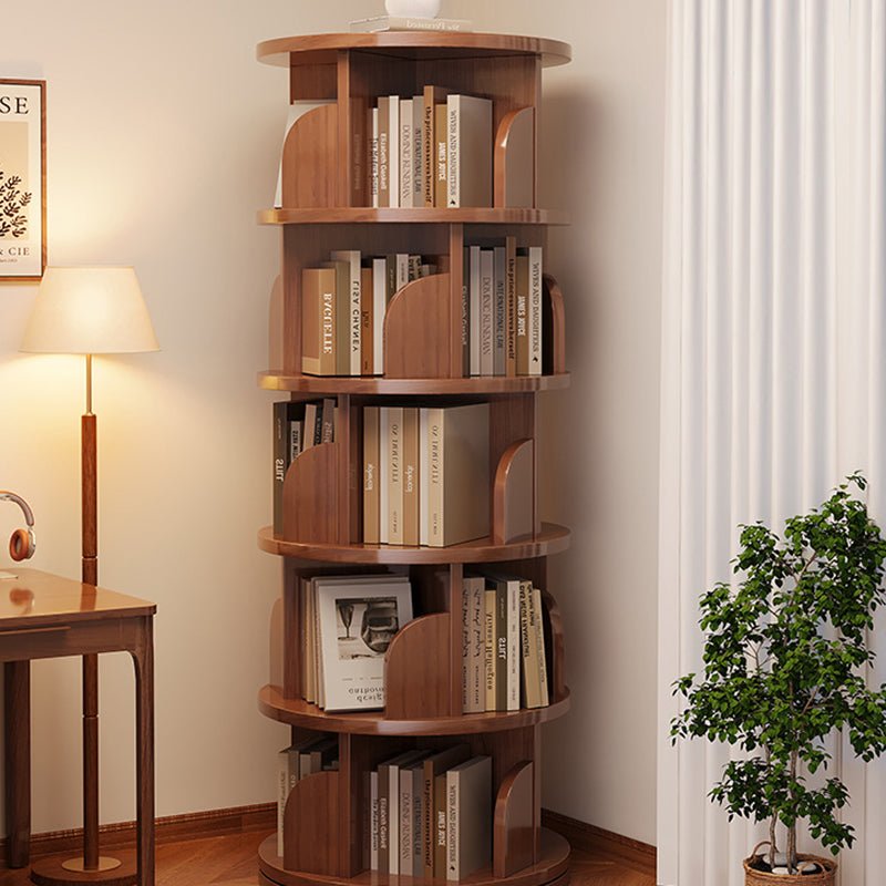 Minimalist Bamboo Metal Rotatable Floor-Standing Bookshelf Tower Detail