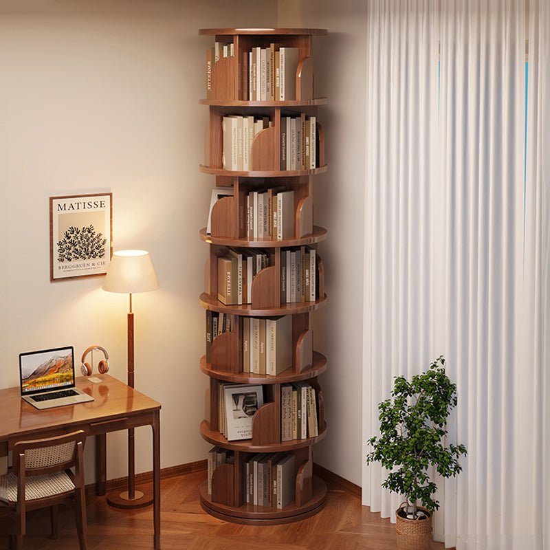 Minimalist Bamboo Metal Rotatable Floor-Standing Bookshelf Tower Hero