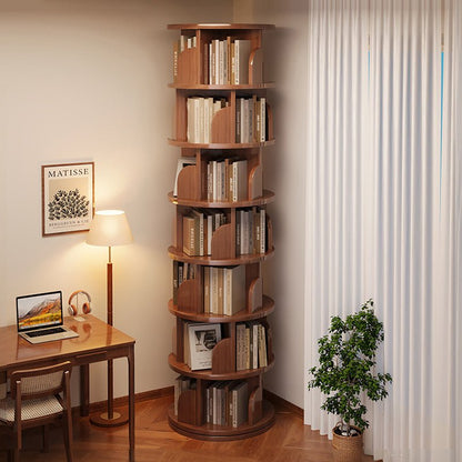 Minimalist Bamboo Metal Rotatable Floor-Standing Bookshelf Tower Hero