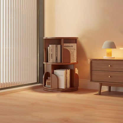 Minimalist Bamboo Metal Rotatable Floor-Standing Bookshelf Tower View 12