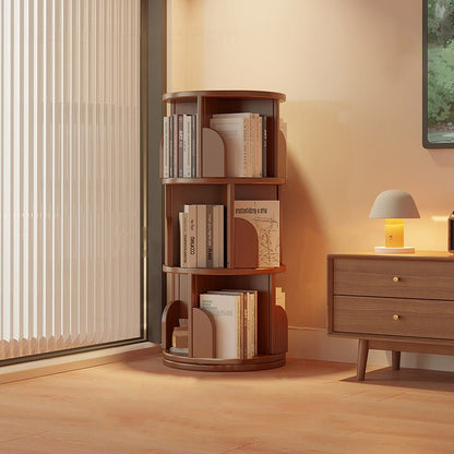 Minimalist Bamboo Metal Rotatable Floor-Standing Bookshelf Tower View 13