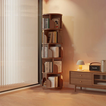 Minimalist Bamboo Metal Rotatable Floor-Standing Bookshelf Tower View 15