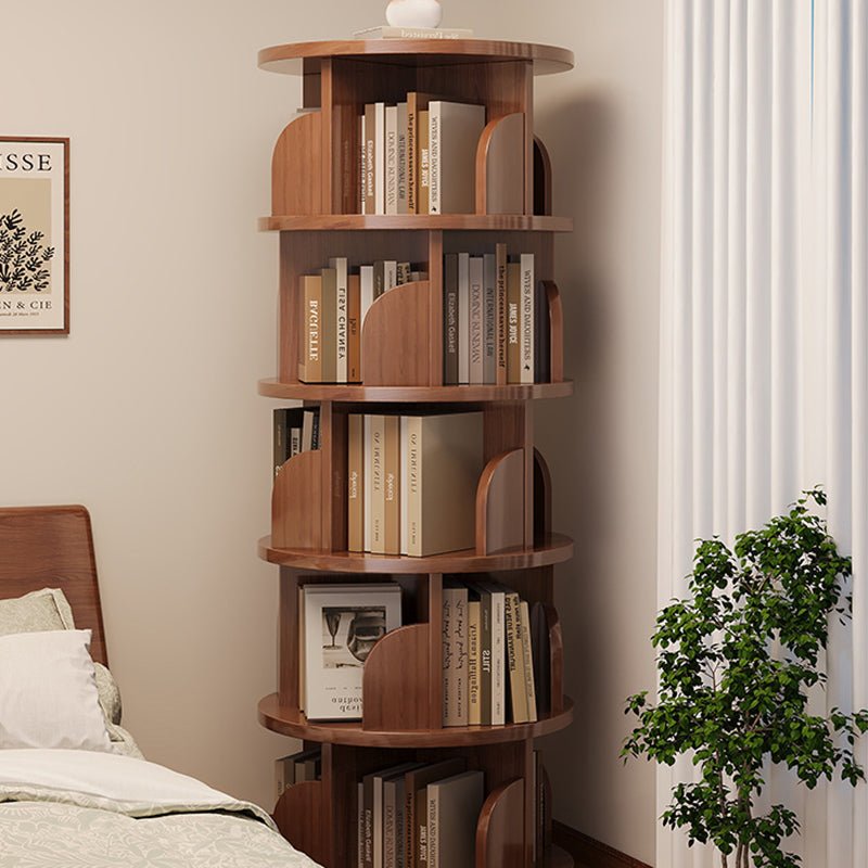 Minimalist Bamboo Metal Rotatable Floor-Standing Bookshelf Tower View 17