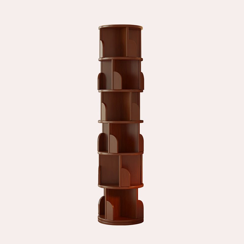Minimalist Bamboo Metal Rotatable Floor-Standing Bookshelf Tower View 18