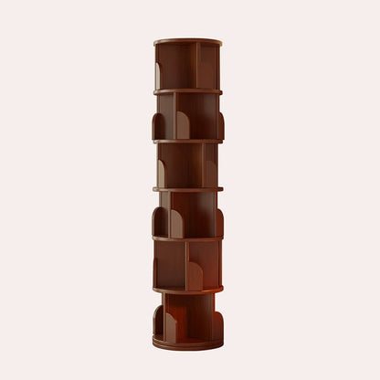 Minimalist Bamboo Metal Rotatable Floor-Standing Bookshelf Tower View 18