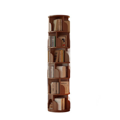 Minimalist Bamboo Metal Rotatable Floor-Standing Bookshelf Tower View 23