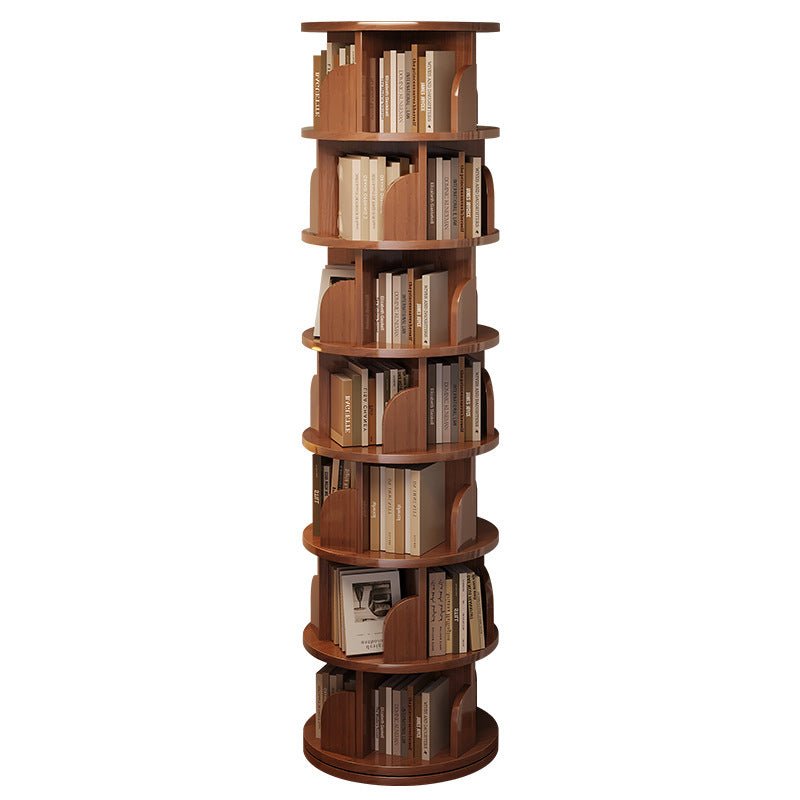 Minimalist Bamboo Metal Rotatable Floor-Standing Bookshelf Tower View 24