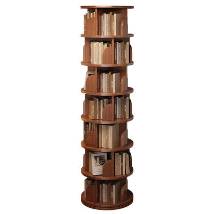Minimalist Bamboo Metal Rotatable Floor-Standing Bookshelf Tower View 24