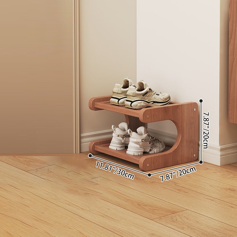 Minimalist Bamboo Shoe Storage S-Curve Tiered Shelf Side