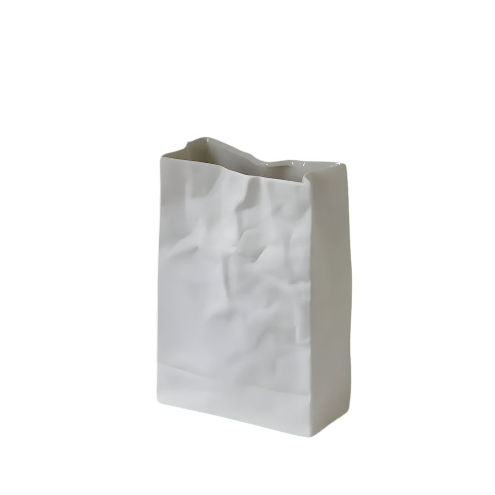 Minimalist Ceramic Flower Vase Crumpled Paper Look Lifestyle