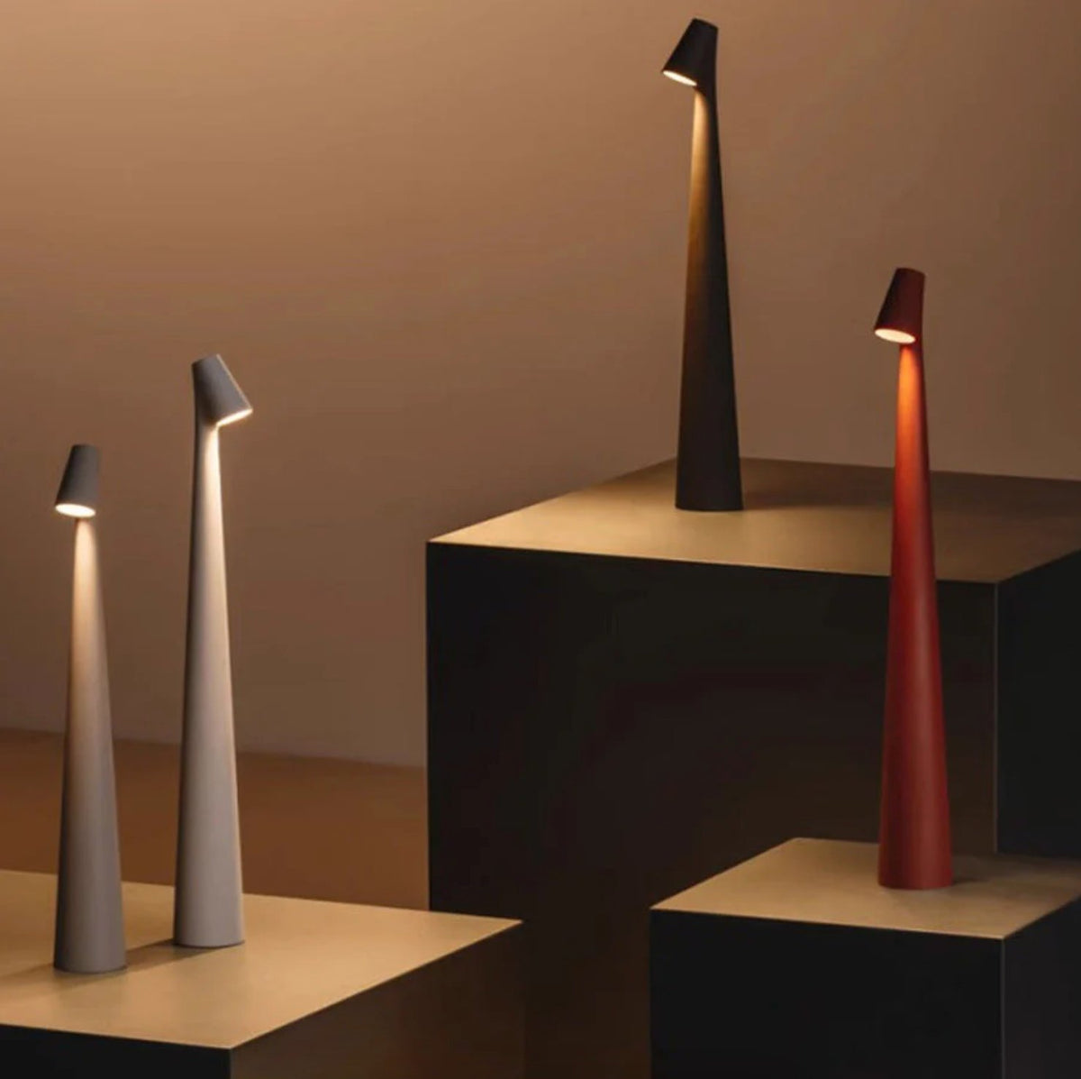 Minimalist Cordless Touch Table Lamp Tapered Cone Detail