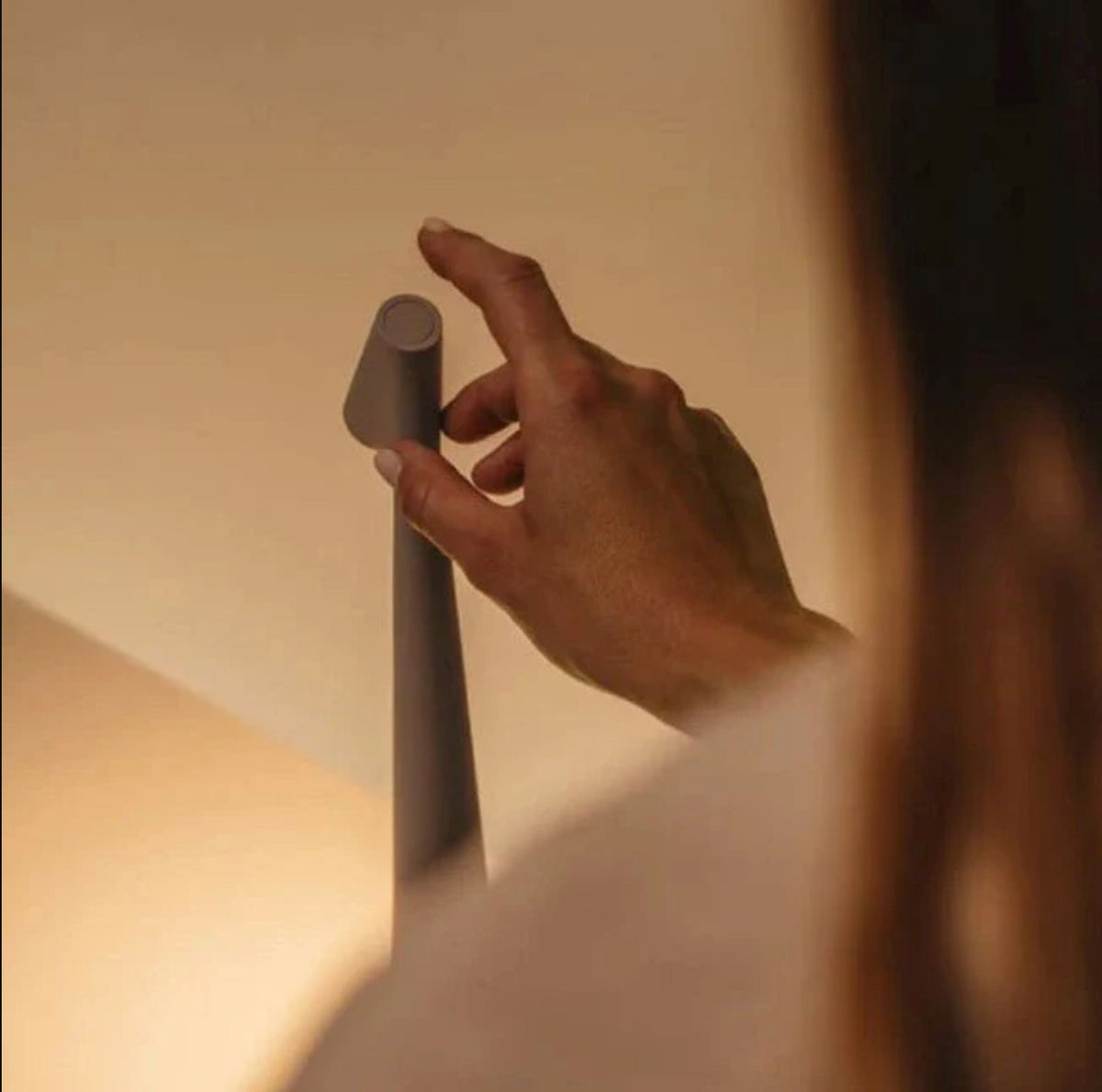 Minimalist Cordless Touch Table Lamp Tapered Cone Side
