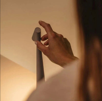 Minimalist Cordless Touch Table Lamp Tapered Cone Side