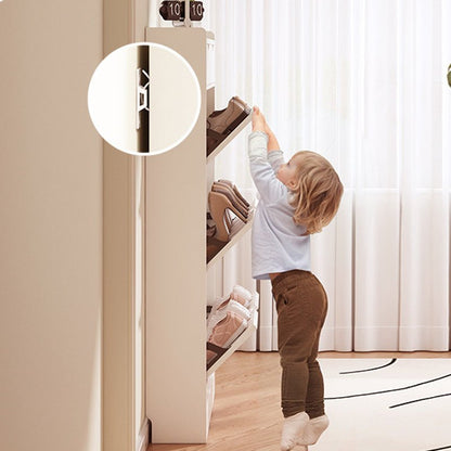 Minimalist Engineered Wood Ultra-Thin Shoe Storage Cabinet Flip Door Alternate