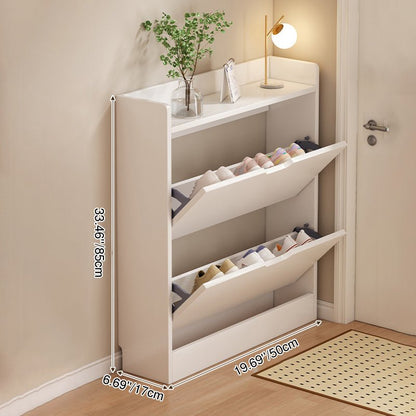 Minimalist Engineered Wood Ultra-Thin Shoe Storage Cabinet Flip Door Back