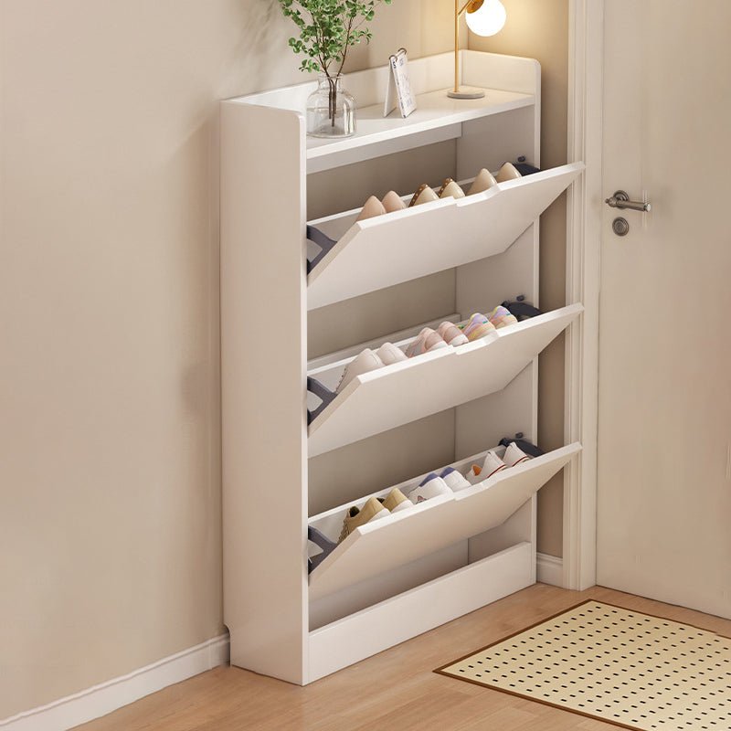 Minimalist Engineered Wood Ultra-Thin Shoe Storage Cabinet Flip Door Detail