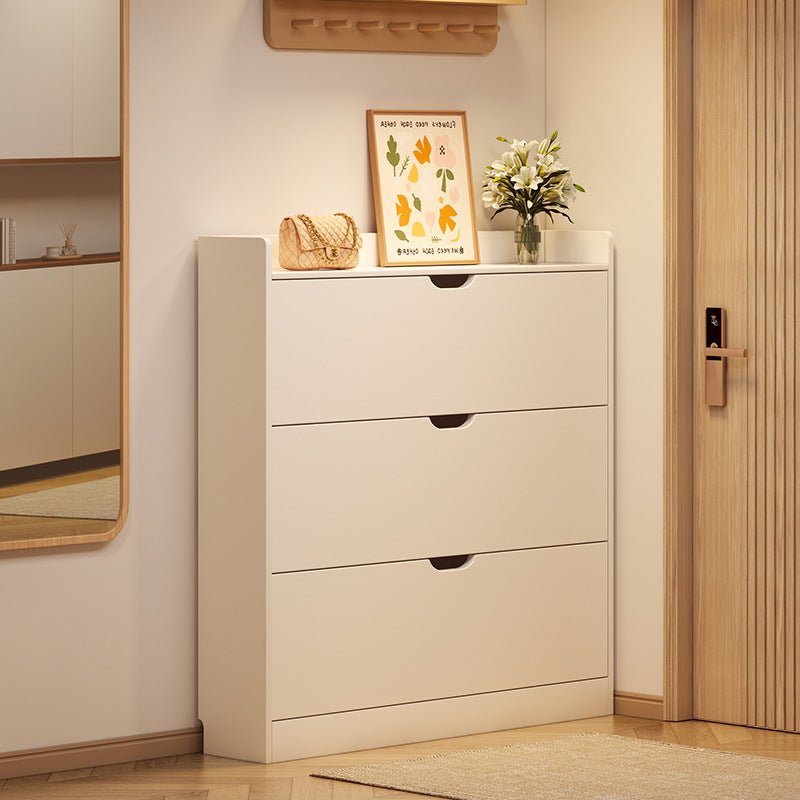 Minimalist Engineered Wood Ultra-Thin Shoe Storage Cabinet Flip Door Hero