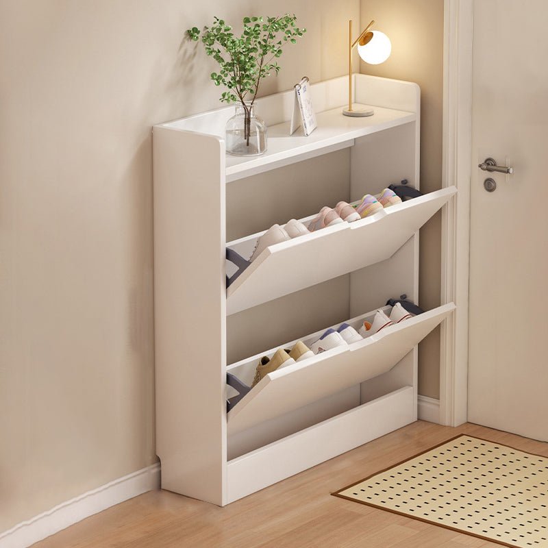 Minimalist Engineered Wood Ultra-Thin Shoe Storage Cabinet Flip Door Side