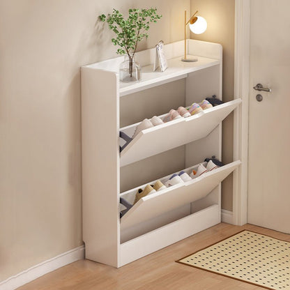 Minimalist Engineered Wood Ultra-Thin Shoe Storage Cabinet Flip Door Side