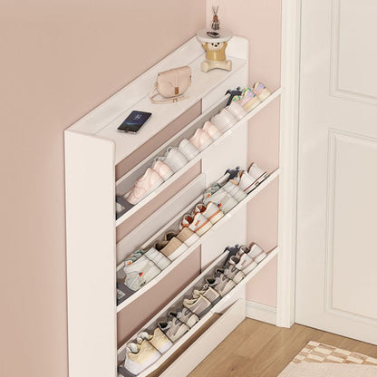 Minimalist Engineered Wood Ultra-Thin Shoe Storage Cabinet Flip Door View 17