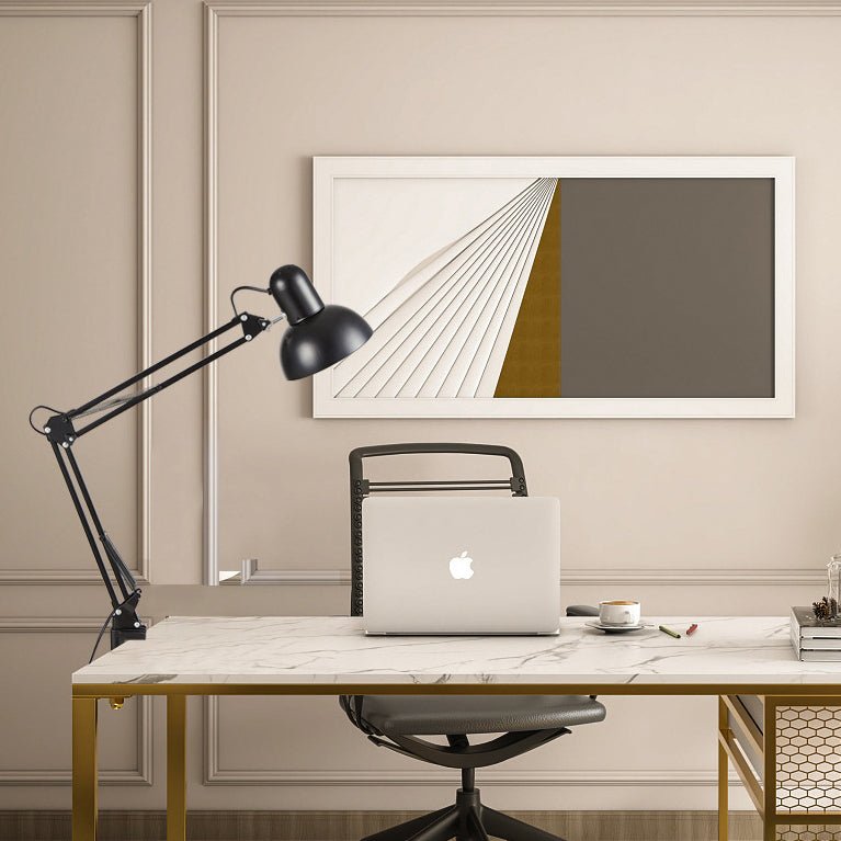 Minimalist Iron Clip Table Lamp Retractable Long Arm Front