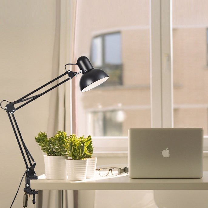 Minimalist Iron Clip Table Lamp Retractable Long Arm Hero