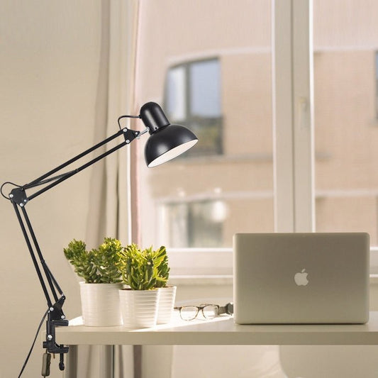Minimalist Iron Clip Table Lamp Retractable Long Arm Hero